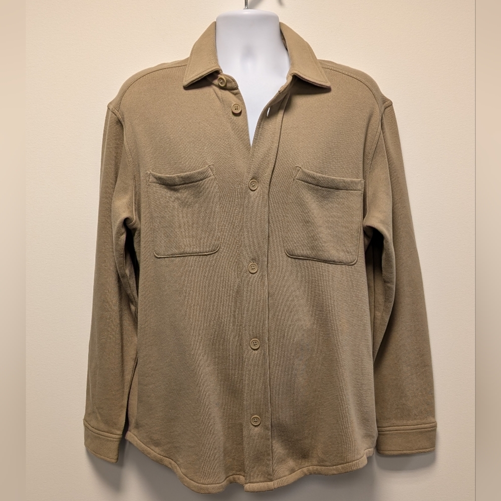 Old Navy Fleece Shacket Soft Button Down Khaki NEW Men's M - Picture 6 of 13